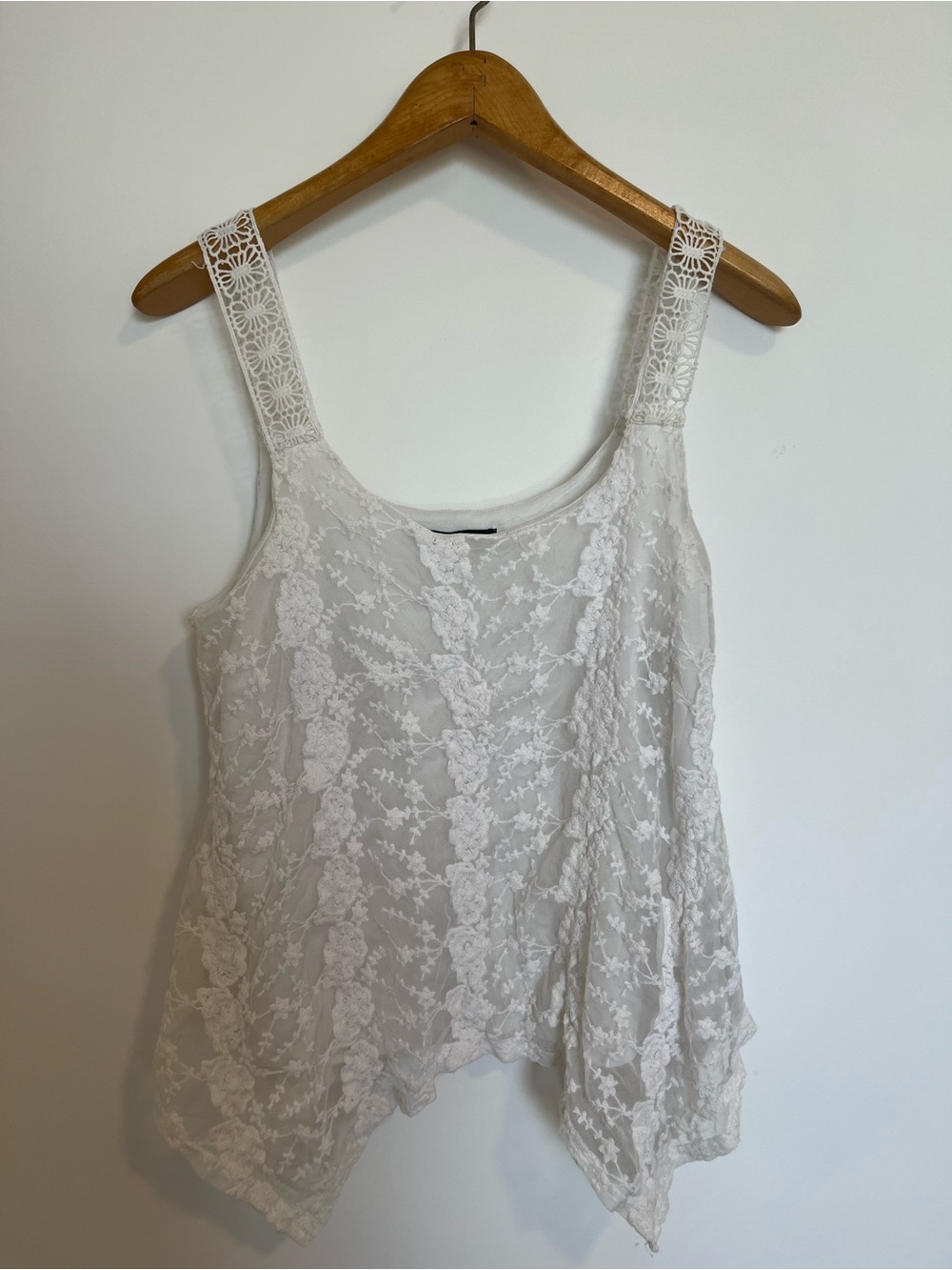 Suzy Shier Cream Floral Lace Overlay Camisole